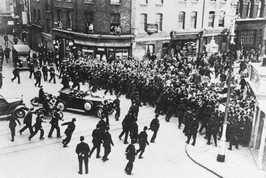 Historical photograph associated with the Battle of Cable Street in 1936.